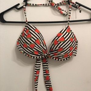 Black & White Striped Watermelon Bikini Top